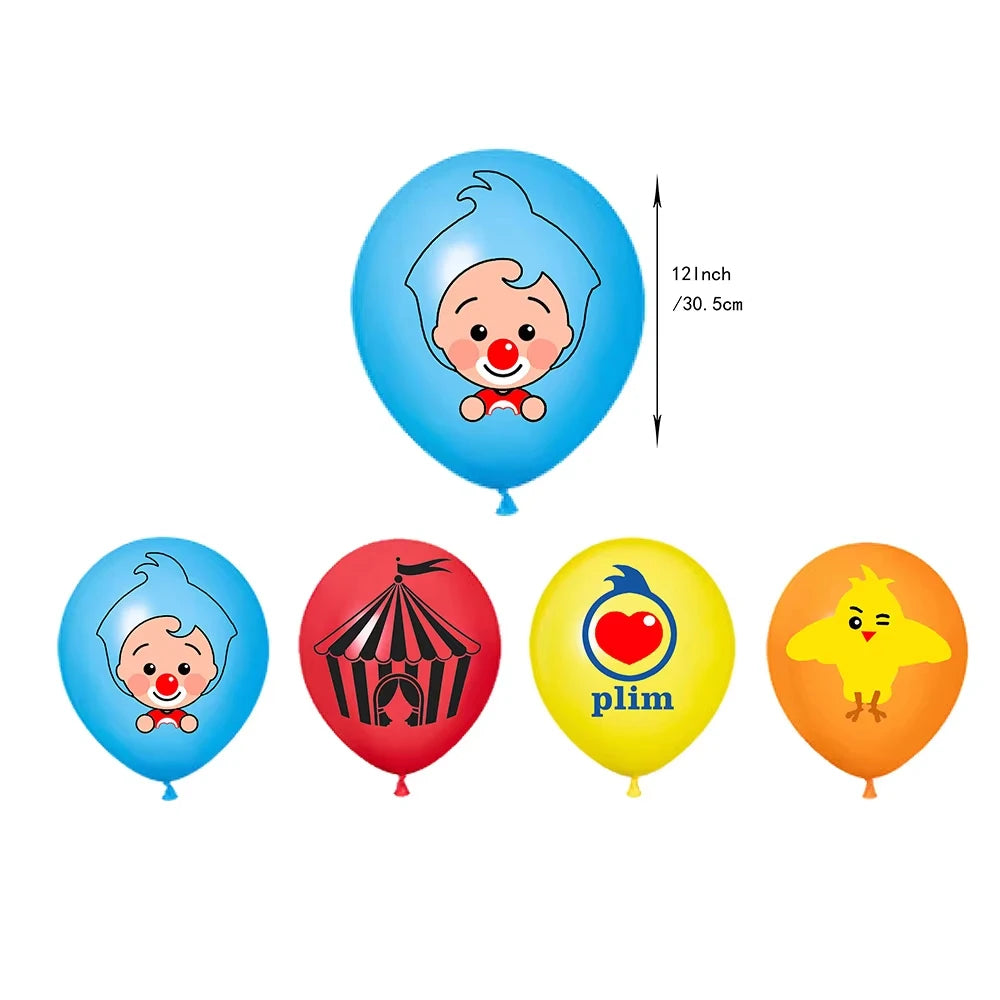 Catoon Clown Birthday Party Decoration Cute Tableware Cup Plate Balloon Banner Backdrop Gift Bag Favors for Kids Baby Supplies