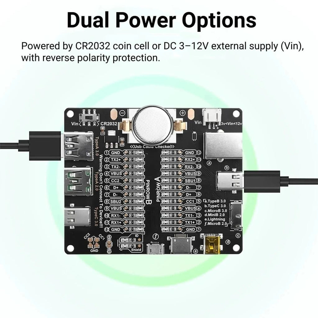 DT3 USB Cable Tester Data Cable Detection Board for IOS Android Micro Type-C Short Circuit on-Off Switching Test Board Tool