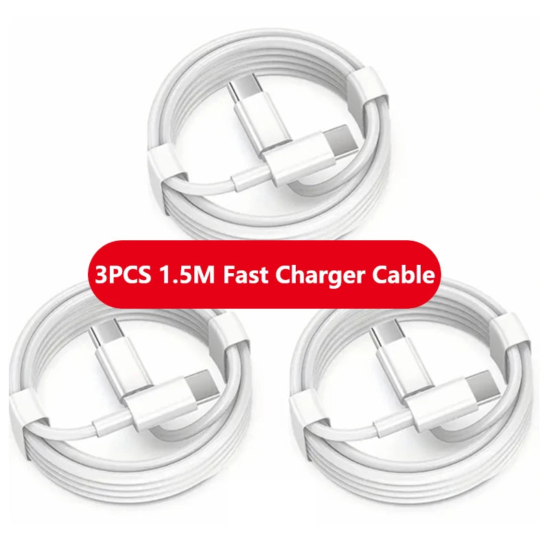 1-3pcs 120W PD USB-C to USB C Fast Charger Cable For Apple iPhone 17 Pro Max 16 15 Plus 14 13 12 11 X XS Type C Quick Charging