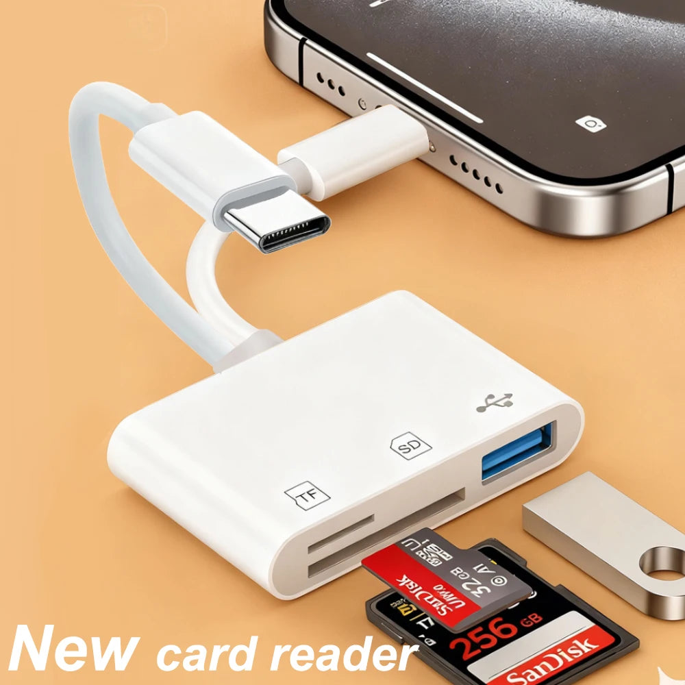 New 5-in-1 SD TF Memory Card Reader USB 3.0 Type C Adapter for iPhone 13 14 15 16 iPad MacBook Samsung Android Cameras