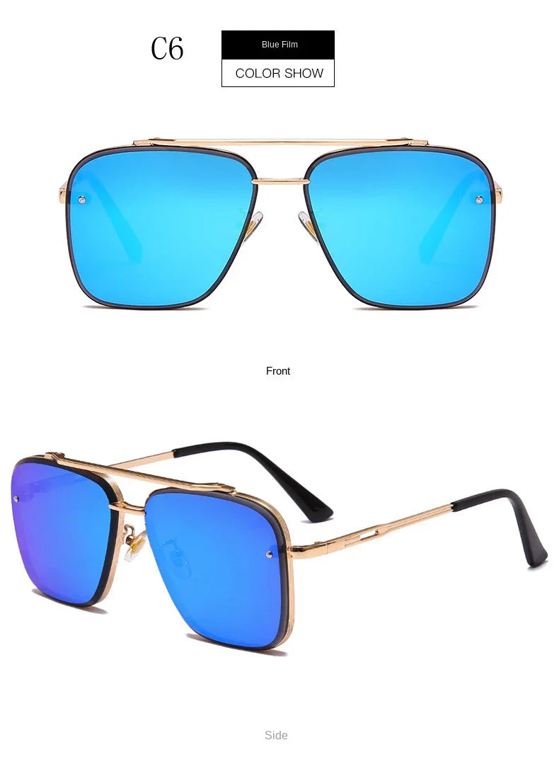 New Gradient Square Vintage Sunglasses For Men Women Luxury Sun Glasses Fashion Male Driving Fishing Eyewear UV400 Óculos De Sol