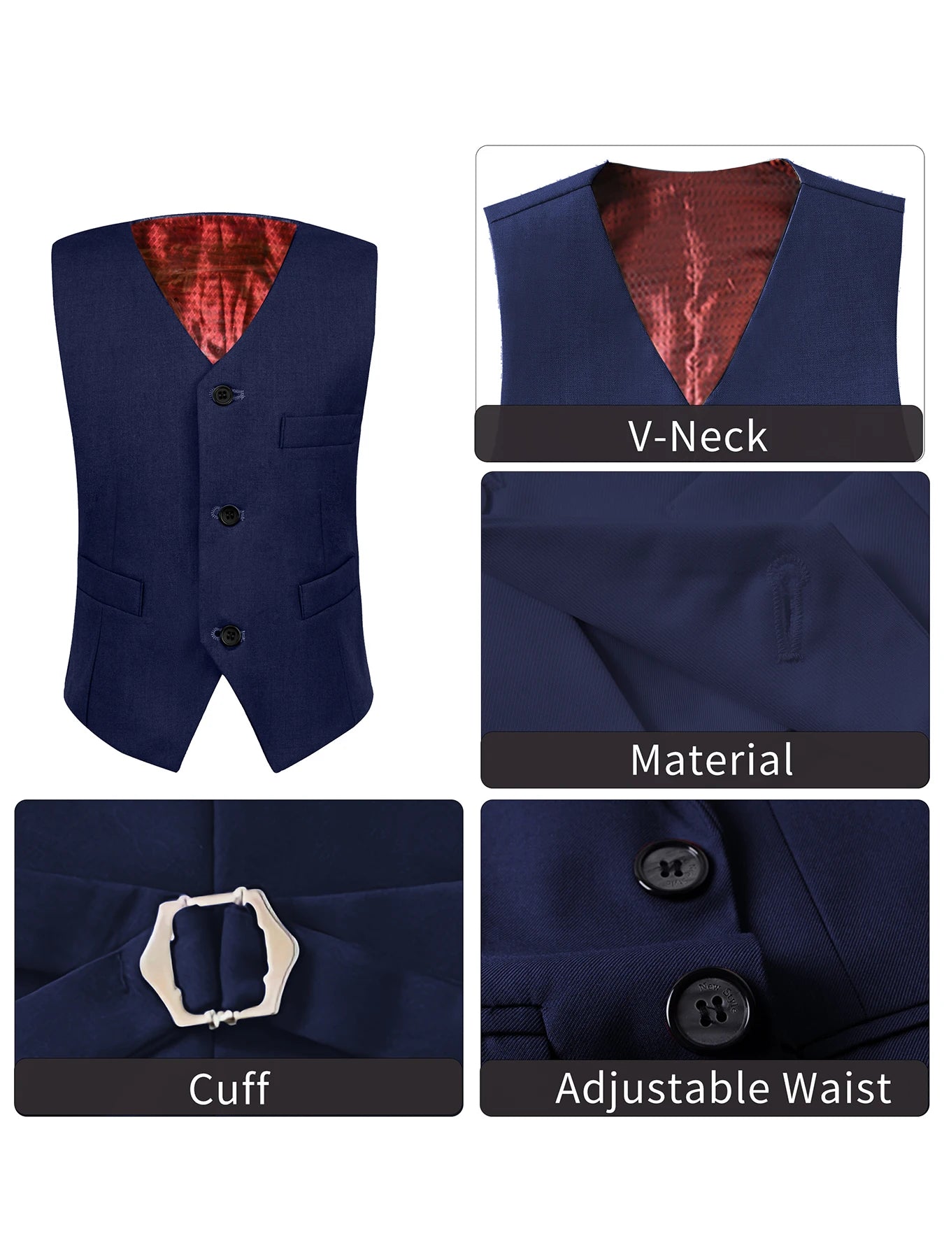 Boys' 2-Piece Suit Set with Vest and Formal Trousers Wedding Formal Attire Children's and Teenage Clothing Suit Sizes 4-16Y