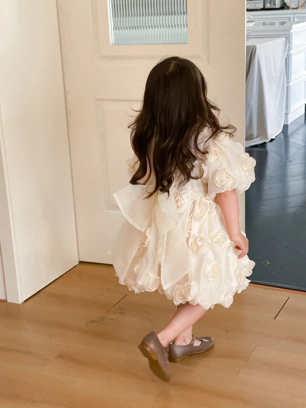 HoneyCherry Spring Summer Girls Short Sleeve Floral Princess Dresses Girl Baby Dresses Children's Birthday Dresses