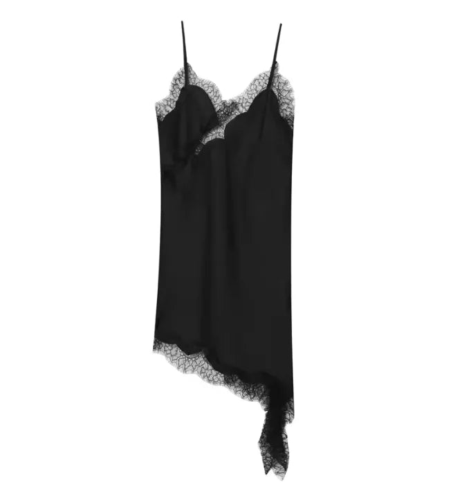 Womens Dresses Lace Asymmetric Slip Dress Summer Sexy Evening Dresses Ladies Mini Brown Sleeveless Backless Vestidos