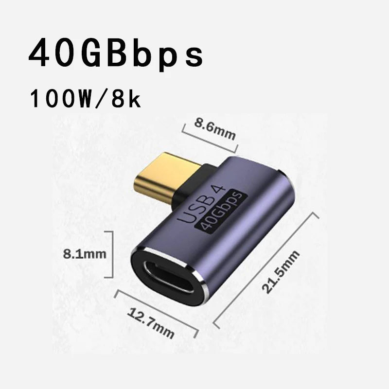 USB4.0 40Gbps U-Shape Straight Angle 240W 5A USB C to Type C Fast Charging Converter USB C Data Adapter For Macbook 8K60HZ
