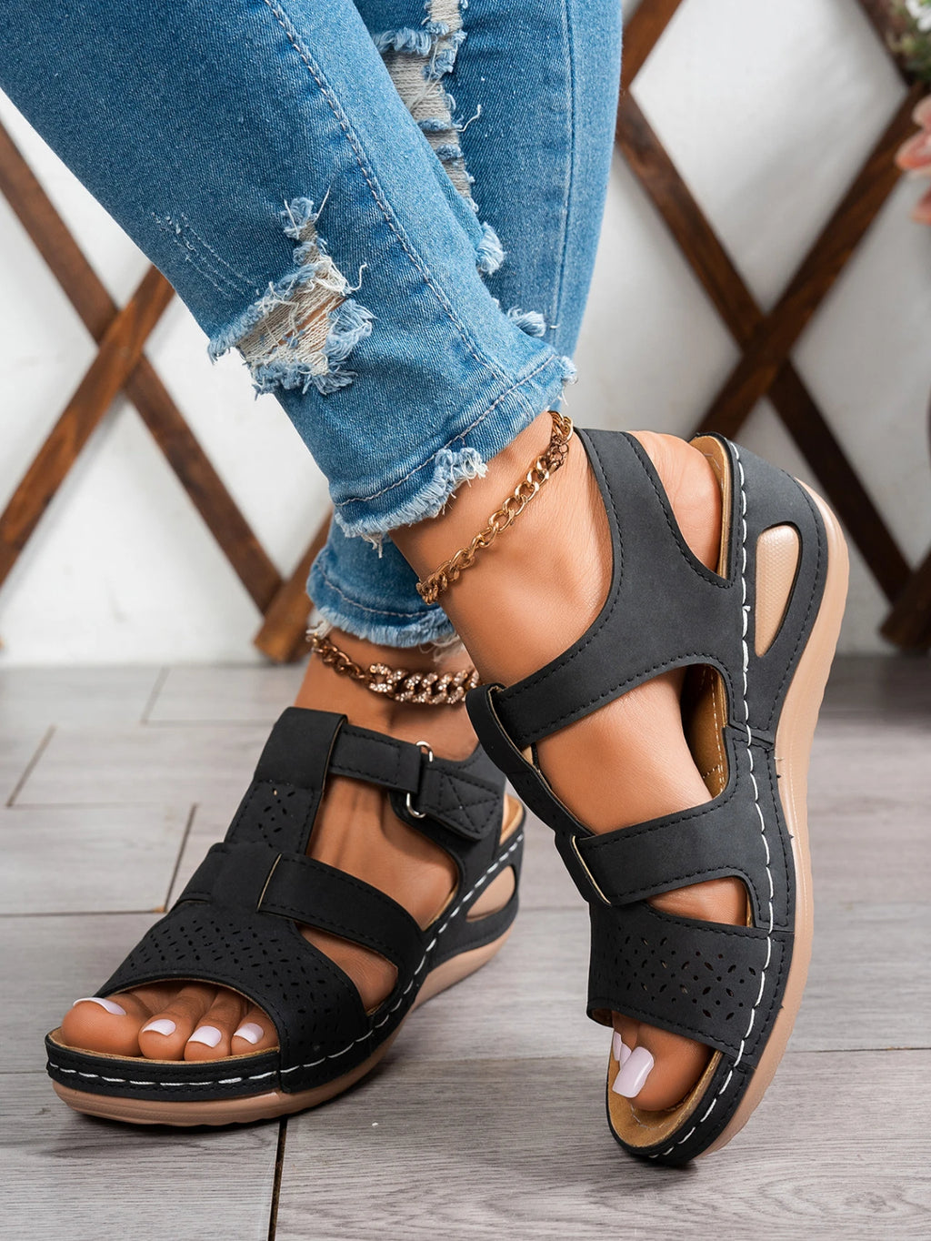 Summer Wedge Sandals for Women 2026 New Fashion Non Slip Beach Shoes Woman Lightweight Casual Platform Plus Size Sandals Women