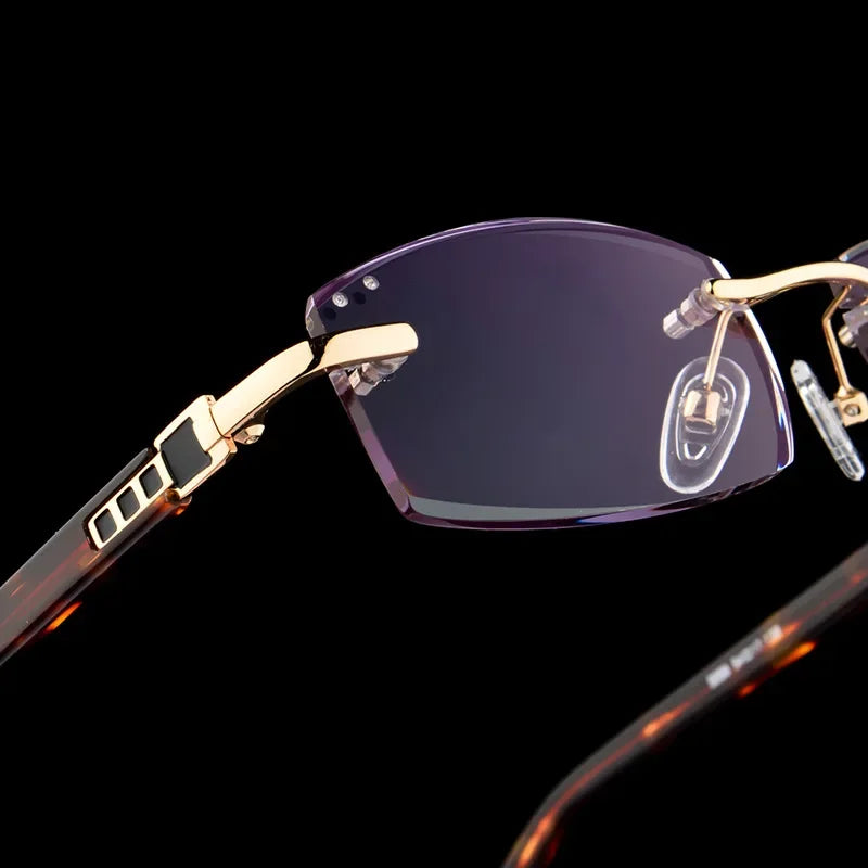 BEGREAT Luxury Designer Reading Glasses Rimless Diamond Cutting Frame Men Women Presbyopia Anti-blue Light Square Reader Glasses
