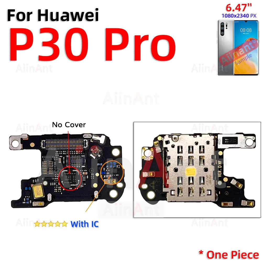 Aiinant USB Charger Dock Mic Connector Port Charging Board Flex Cable For Huawei P20 P30 Lite Plus Pro 2017 2018 Phone Parts
