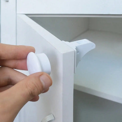 1 piece of non perforated magnetic cabinet lock is easy to install in seconds without the need for screws or drilling