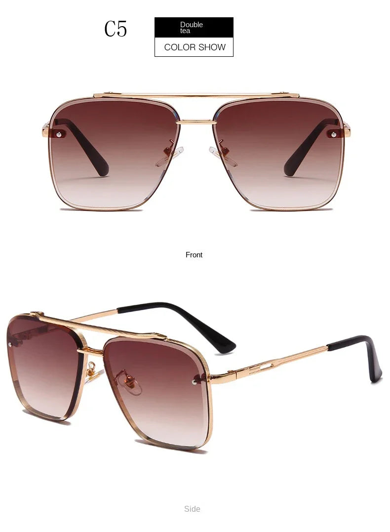 New Gradient Square Vintage Sunglasses For Men Women Luxury Sun Glasses Fashion Male Driving Fishing Eyewear UV400 Óculos De Sol