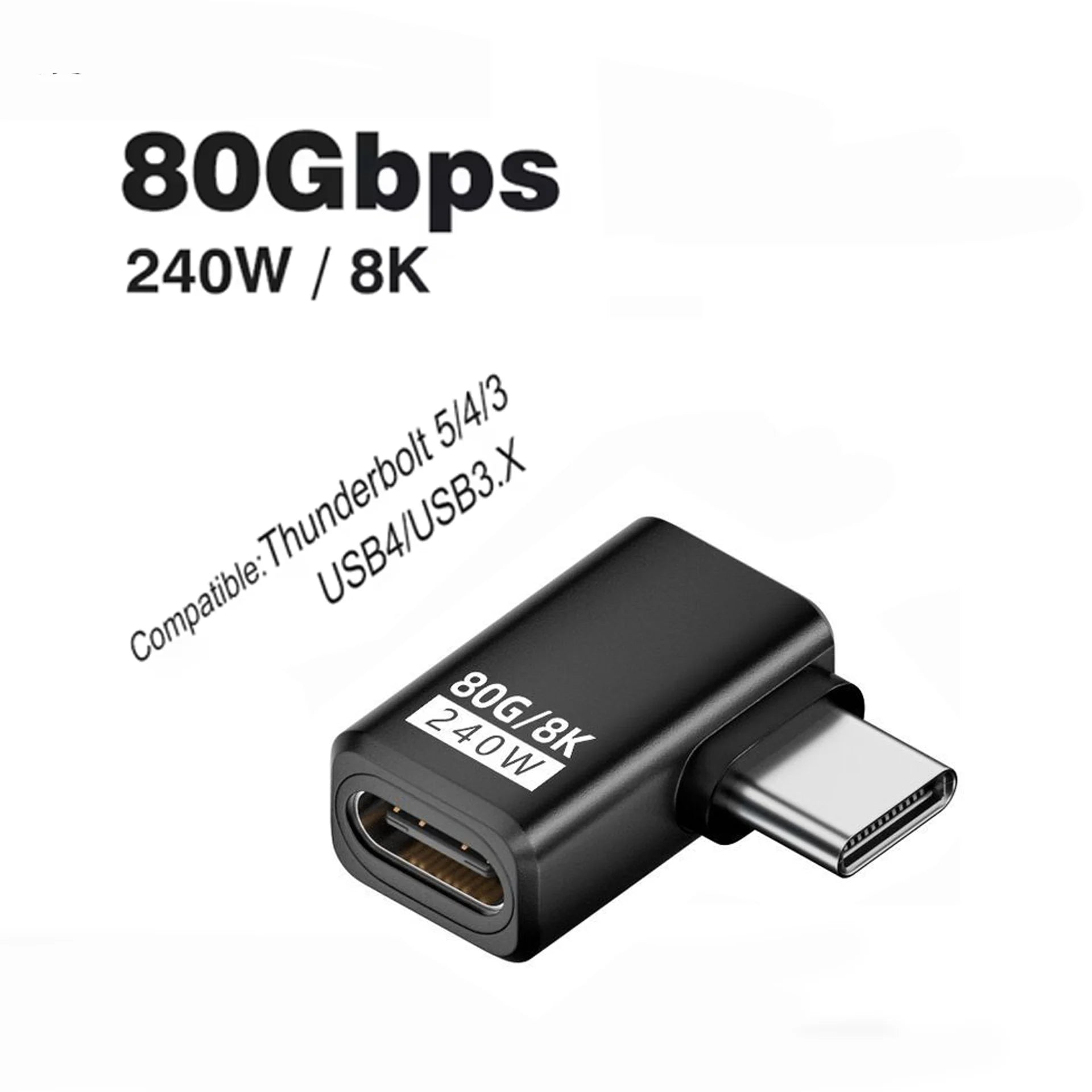 USB4.0 40Gbps U-Shape Straight Angle 240W 5A USB C to Type C Fast Charging Converter USB C Data Adapter For Macbook 8K60HZ