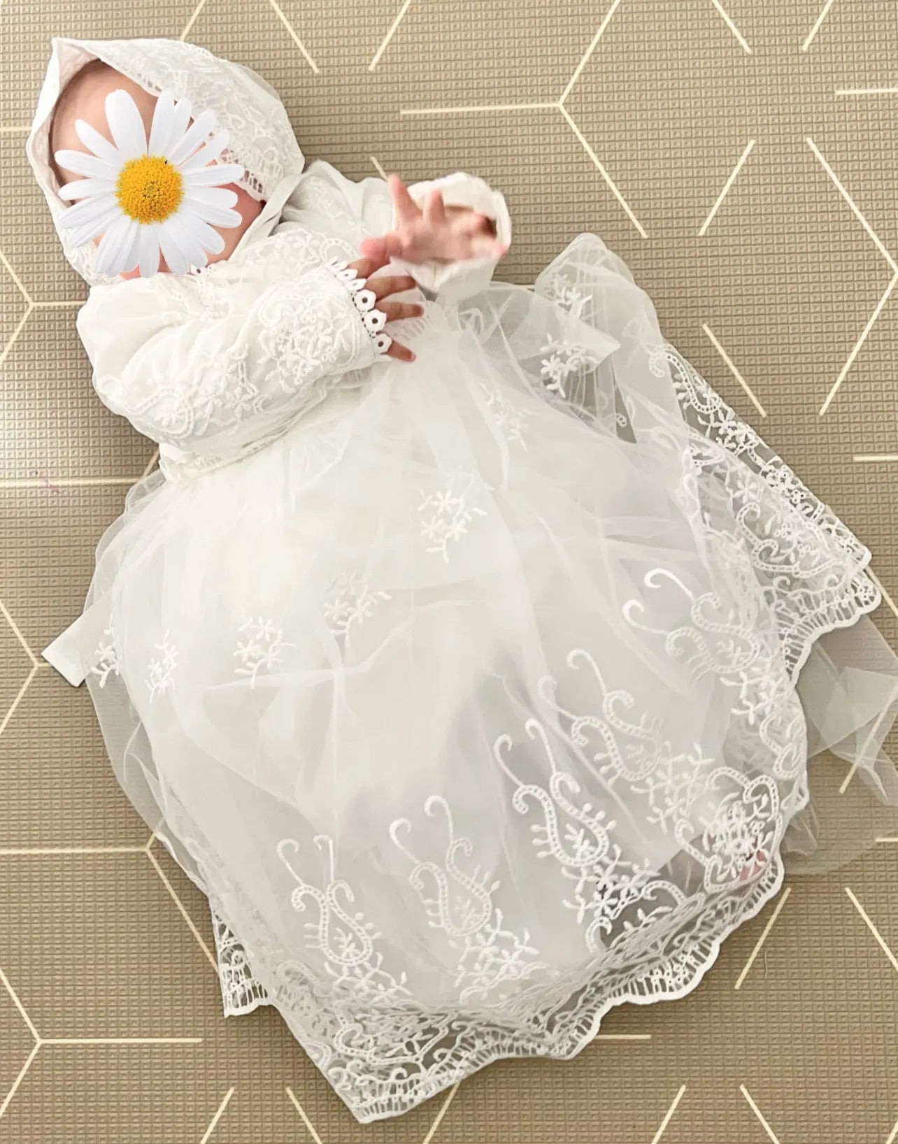 White Lace Baby Dresses + Hat For Christening 0 To 12 24 Months First Birthday Toddler Girl Clothes Infant One-piece Gown