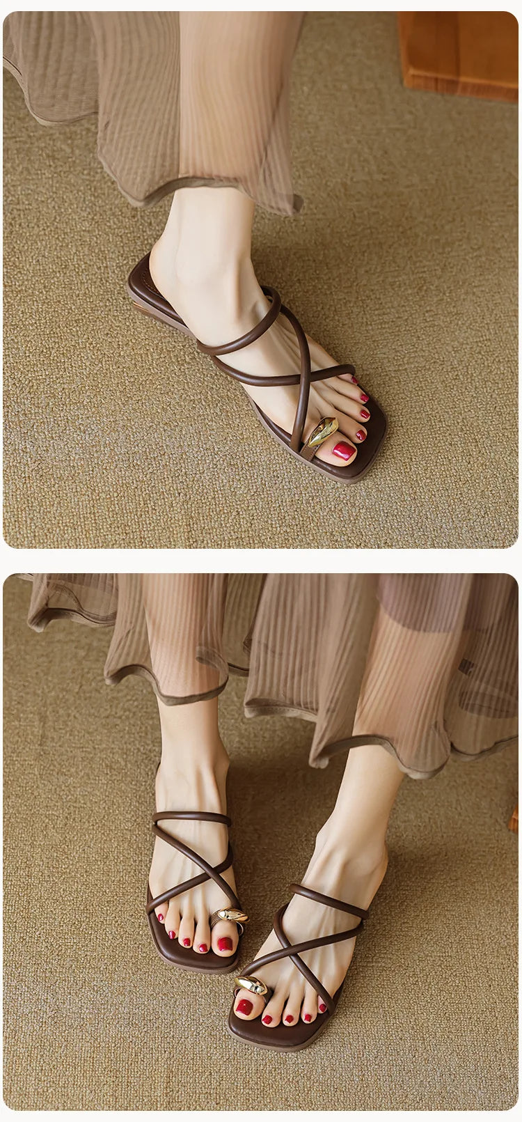 Women's summer sandals for outdoor wear2026New low-heeled women's slippers