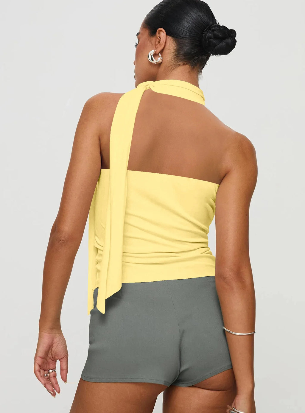Fairyshely 2026 Sexy Summer Solid Sleeveless Off Shoulder Crop Top Women Tied Bodycon Tops Lady Backless Club Party Clothes