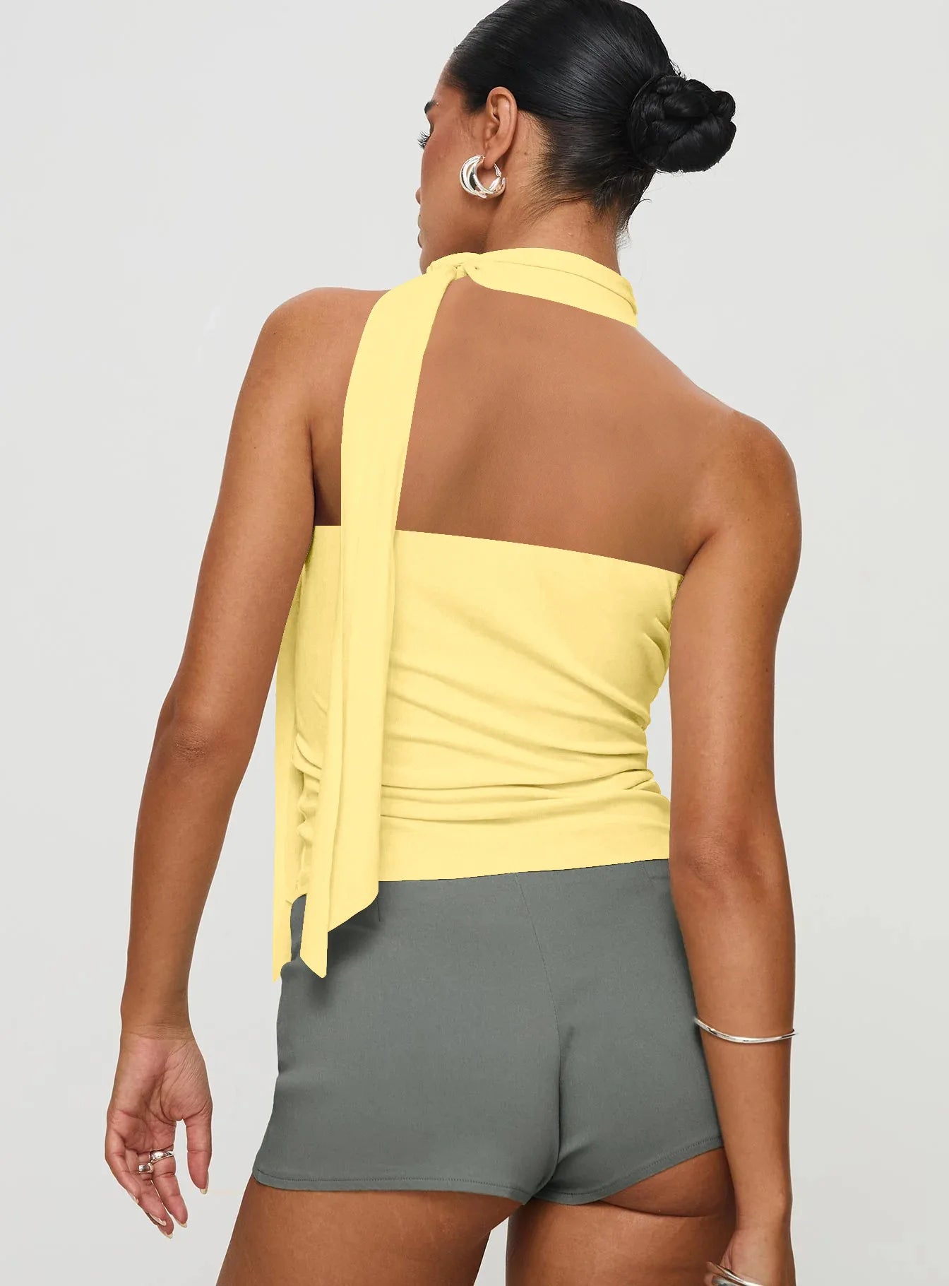 Fairyshely 2026 Sexy Summer Solid Sleeveless Off Shoulder Crop Top Women Tied Bodycon Tops Lady Backless Club Party Clothes