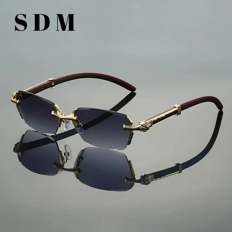 KAMMPT Semi-rimless Rectangle Sunglasses Men 2026 New Gradient Multi-color Shades Women Trendy Luxury Brand Design Sun GlassesJ