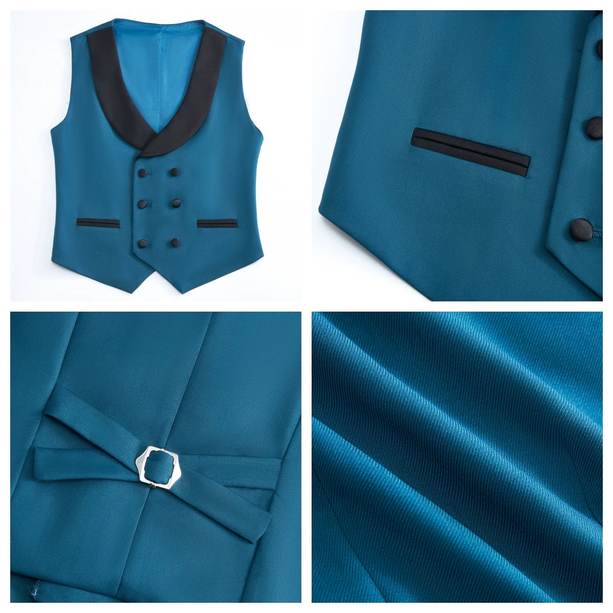 Vintage 4-Piece Suit Set for Boys 3-14 Years, Black Peak Laple Kids Formal Tuxedo Set, Blazer Vest Pants Bow-tie Graduation Suit