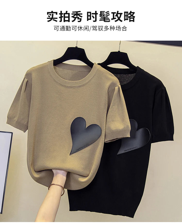 Spring Summer New Fashion Cashmere Sweater Women Knitted Short Sleeve Pullover Women Sweter Loose O-Neck Korean Version Tops