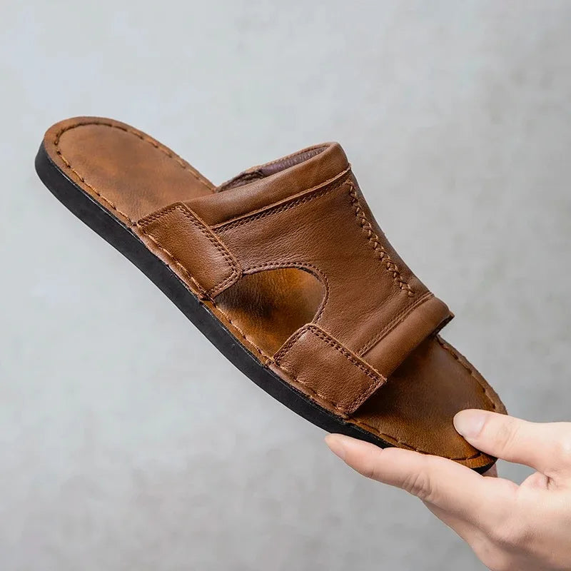 Summer Men Sandals Genuine Leather Mens Casual Shoes Outdoor Men Leather Sandals for Men Beach Shoes Roman mens Shoes