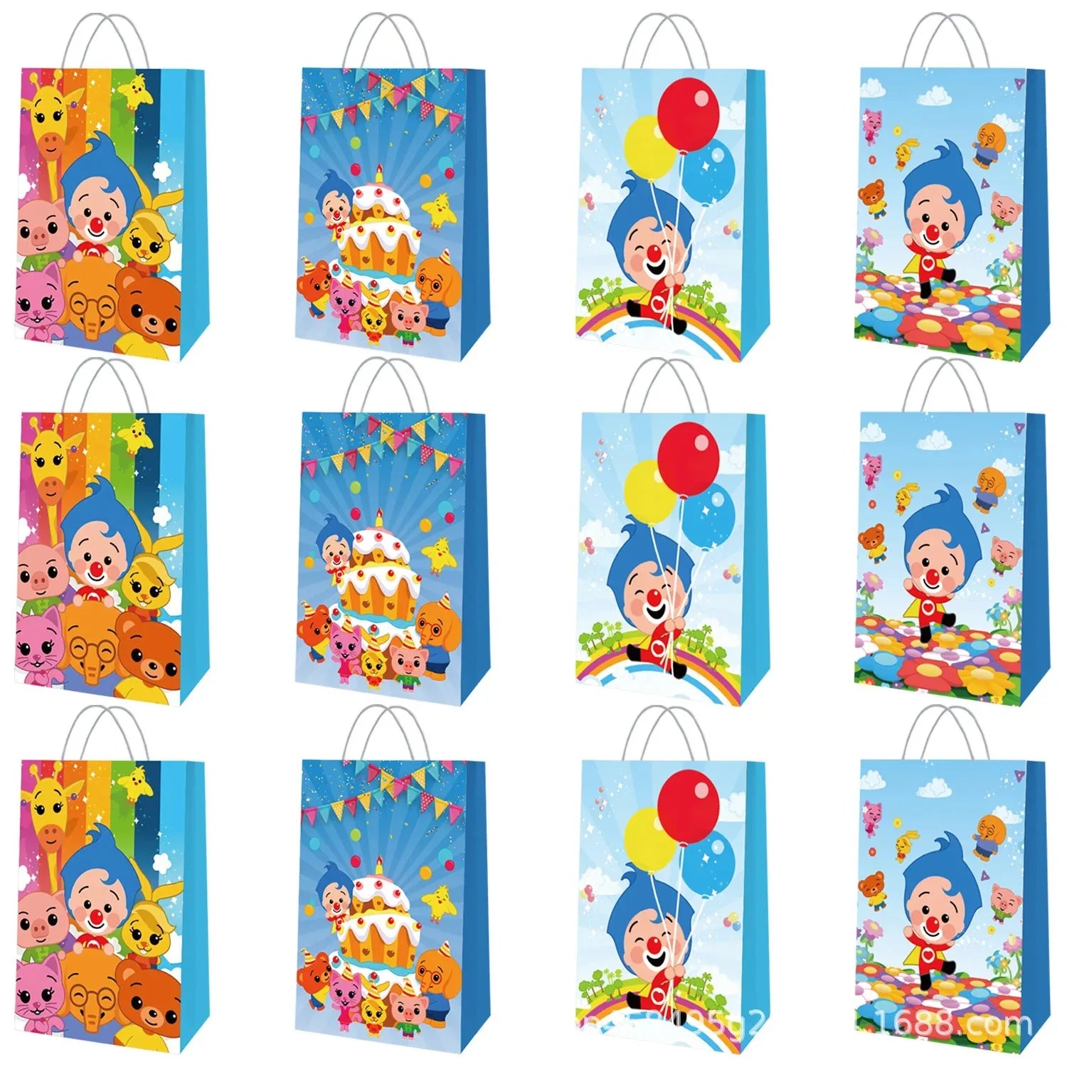 Catoon Clown Birthday Party Decoration Cute Tableware Cup Plate Balloon Banner Backdrop Gift Bag Favors for Kids Baby Supplies