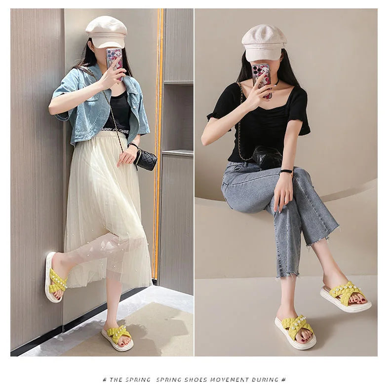 Summer Fashion Sandals Women Beach Platform Slippers Thick Bottom Anti-Skid Lightweight Female Slip-on Shoes Sandalias