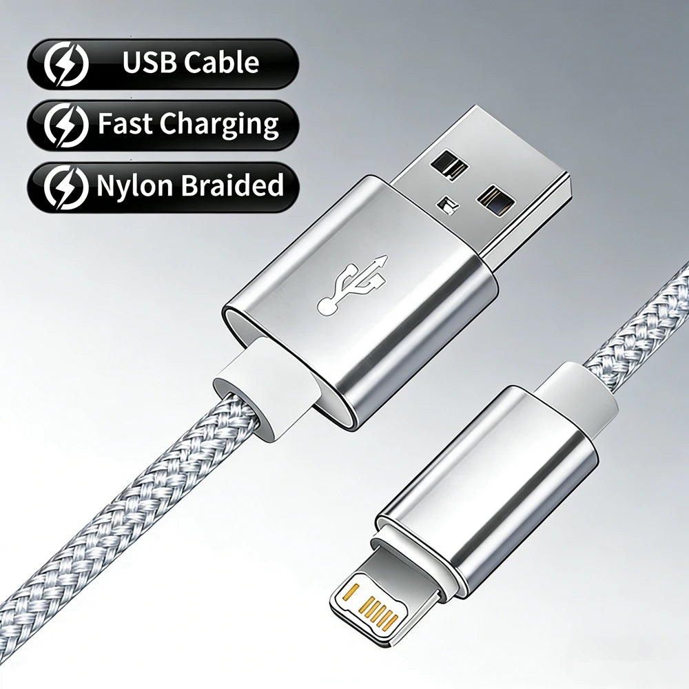 For iPhone 11 12 13 Mini 14 Pro Max USB Fast Charging Braided Cable For iPhone 7 8 14 Plus X XR XS Max Quick Charge Weaving Wire