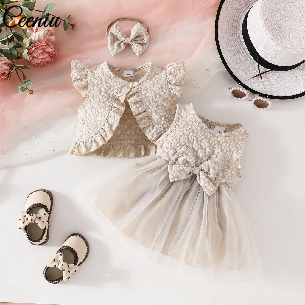 Ceeniu Baby Dresses For Birthday Long Sleeve Ruffles Bow Butterfly Party Dress For Girls 2024 Toddler Newborn Girl Clothes 2024