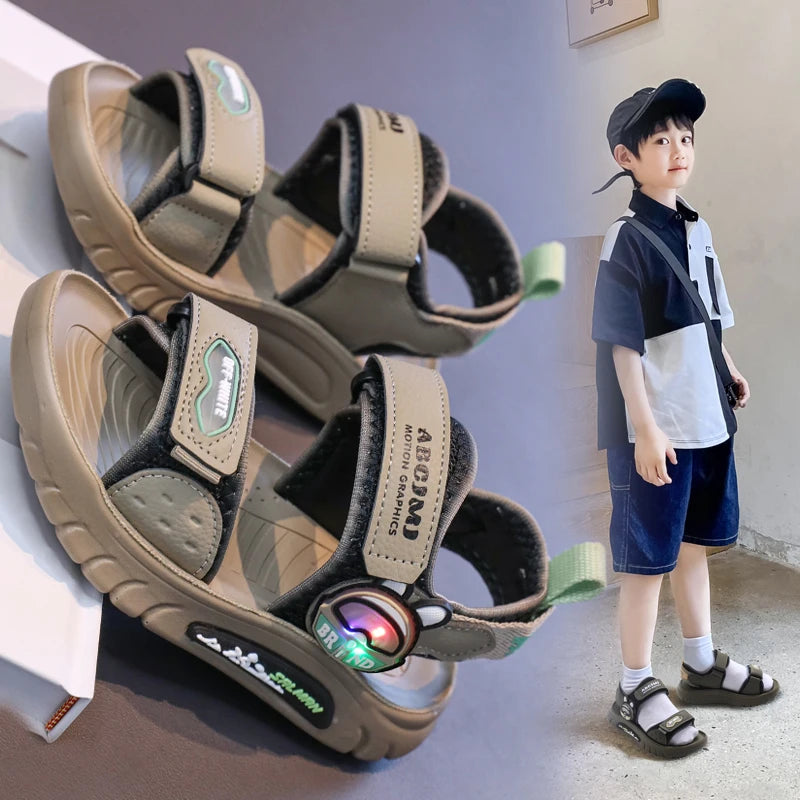 Summer Sandals for Boys Casual Beach Shoes Breathable Sport Sandals Comfortable Soft Sole Kids Shoes Fashion Non-slip Sandalias