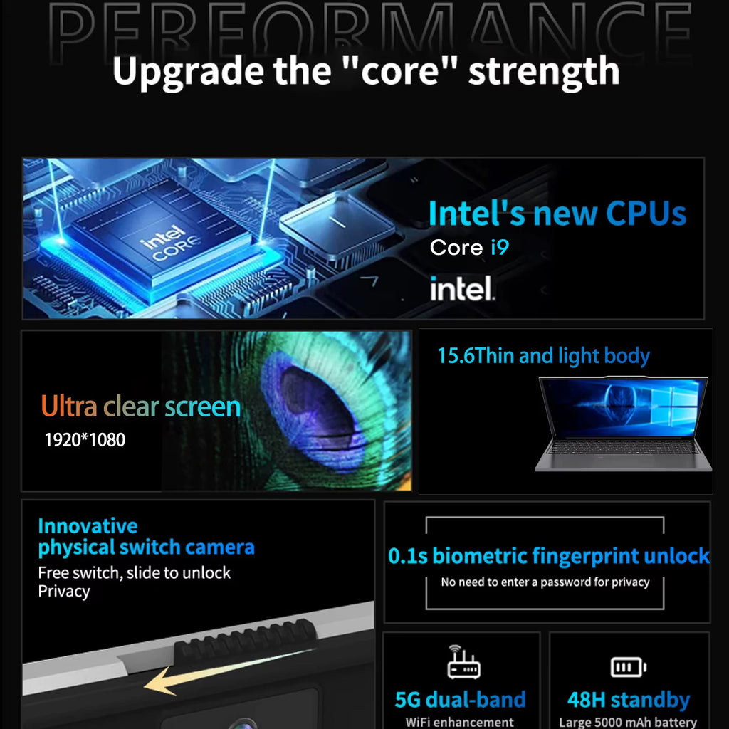 Xiaman 15.6" Gaming Laptop intel i9 10980HK/9900U Notebook PC IPS Fingerprint 16GB RAM 1TB SSD Windows 11 Pro Laptop PC Gamer