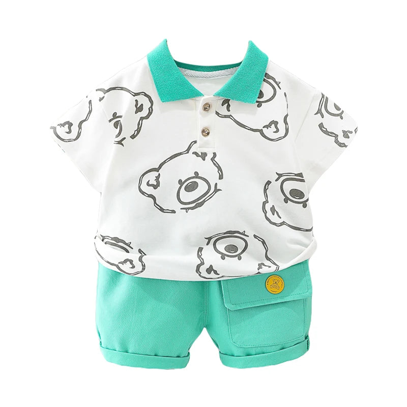 New Summer Baby Clothes Suit Children Boys Girls Cartoon Bear T Shirt Shorts 2Pcs/Set Toddler Casual Clothing Kids Tracksuits