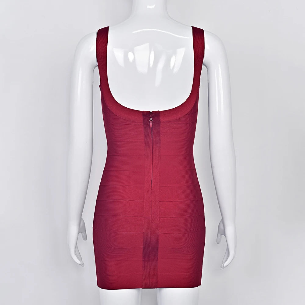 BEAUKEY New Trendy Pink Ginger Bandage Mini Party Dress Women Quality Sexy Bustier Backless Bodycon Dress Club Birthday Dress