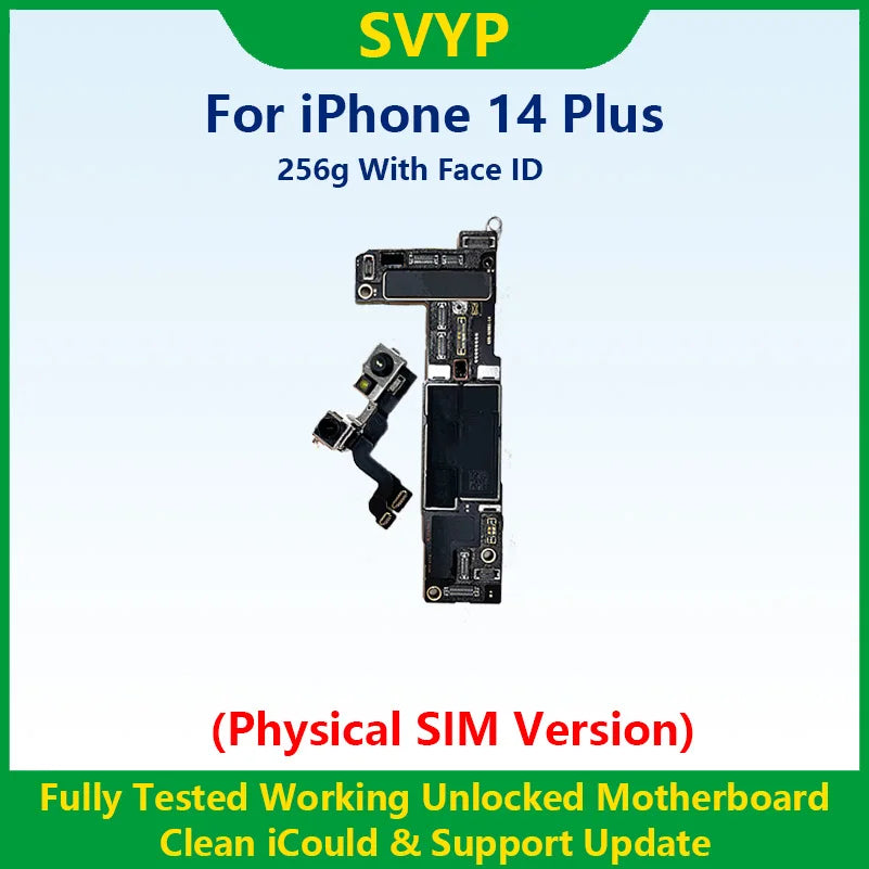 Fully Tested Authentic Mainboard For iPhone 14 Pro Max Unlocked Motherboard With Face ID Cleaned iCloud Physics SIM Version