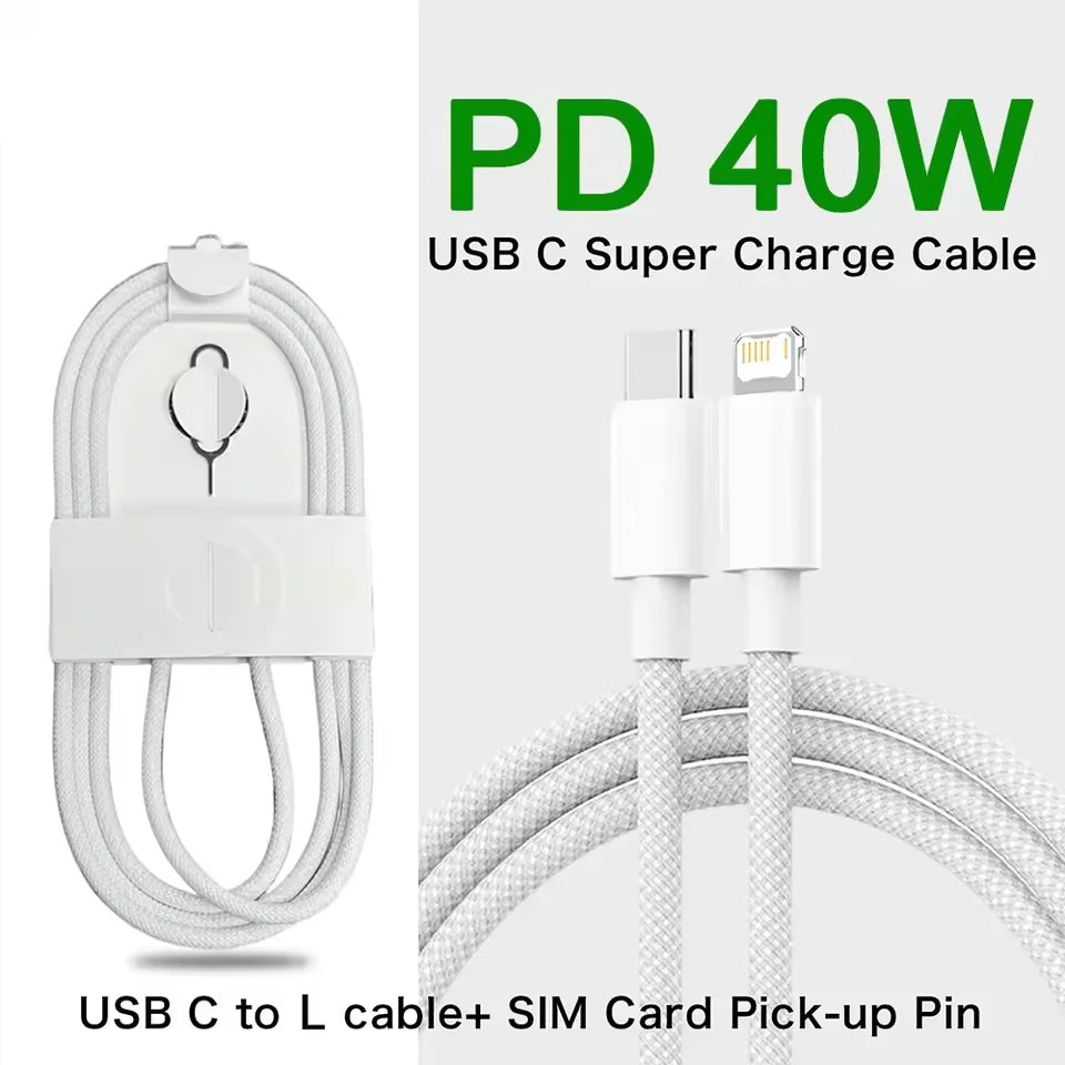 1-50Pcs 60W USB C to Type C Weaving Cable For Apple iPhone 11 12 13 14 15 16 Pro Max Plus Fast Charging Cable Phone Accessories