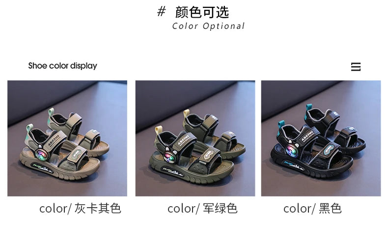 Summer Sandals for Boys Casual Beach Shoes Breathable Sport Sandals Comfortable Soft Sole Kids Shoes Fashion Non-slip Sandalias