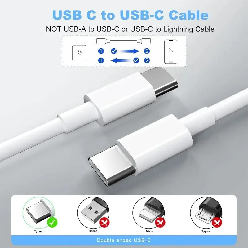 1-3pcs 120W PD USB-C to USB C Fast Charger Cable For Apple iPhone 17 Pro Max 16 15 Plus 14 13 12 11 X XS Type C Quick Charging
