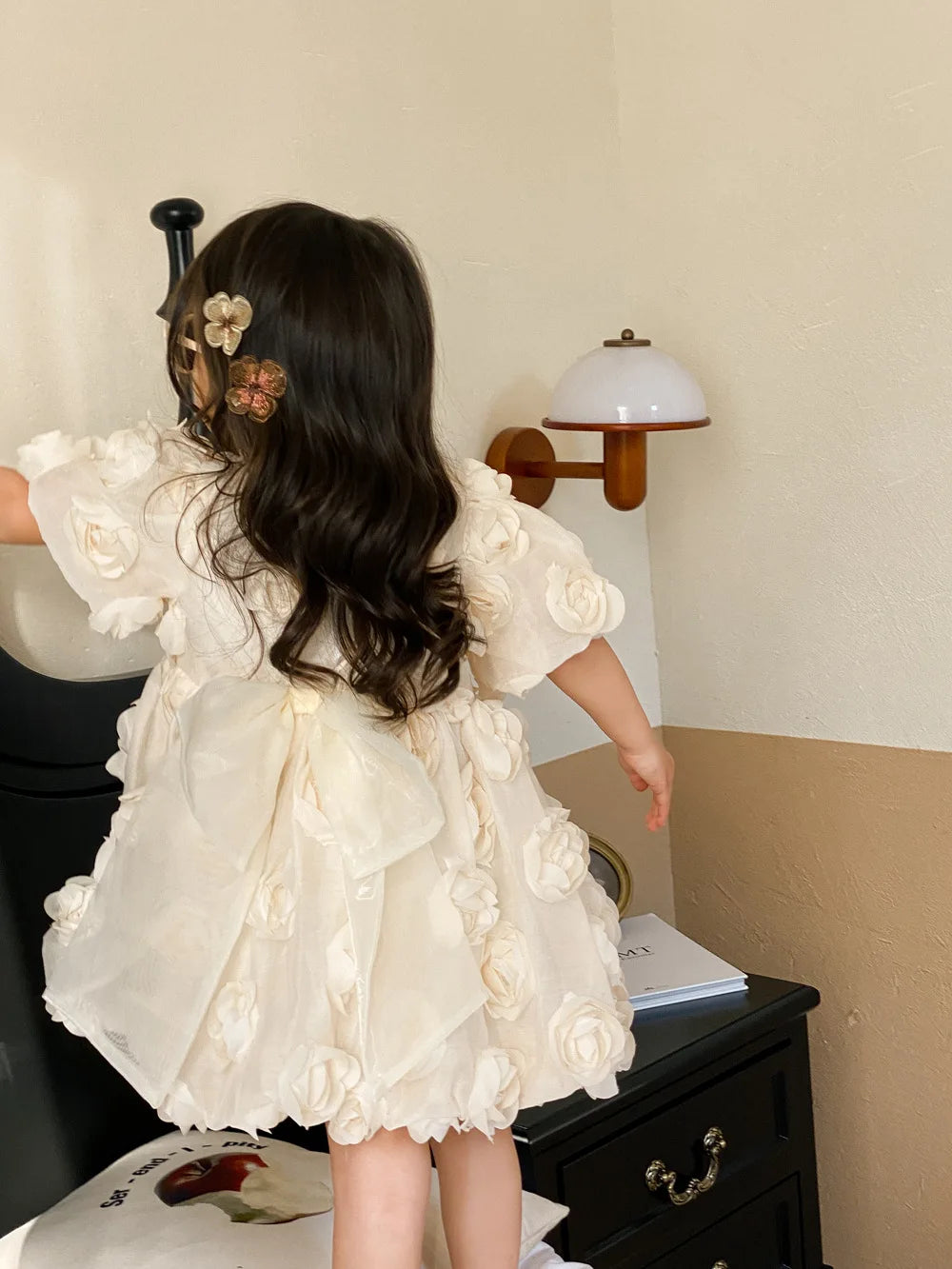 HoneyCherry Spring Summer Girls Short Sleeve Floral Princess Dresses Girl Baby Dresses Children's Birthday Dresses