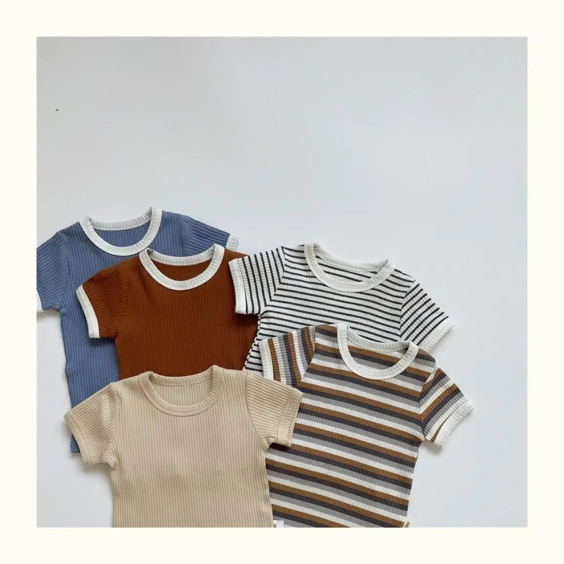 Summer 2 Pieces Toddler Infant Kid Baby Boy Clothes Sets Soft Short Sleeve T-shirt Tops Striped Shorts Summer Outifts Clothing