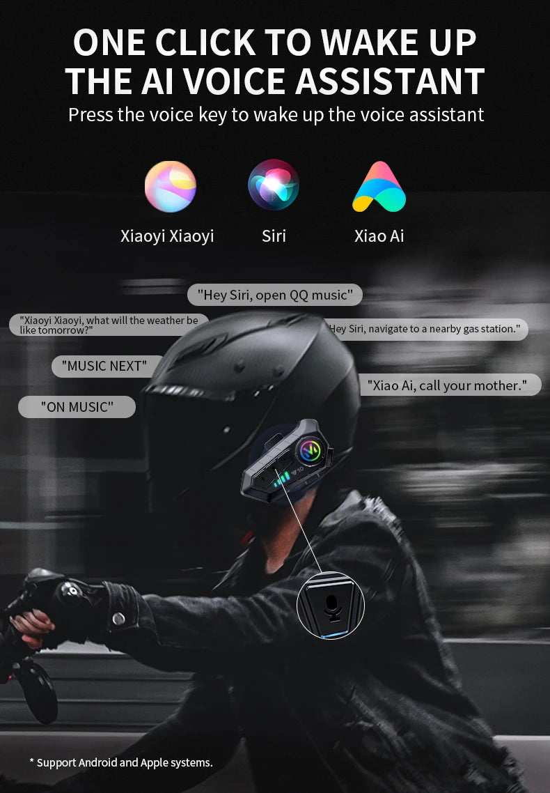 Y10 Motorcycle Bluetooth 5.3 Helmet Headset with Colorful Lights Waterproof Wireless Earphone Hands-free Headset Waterproof
