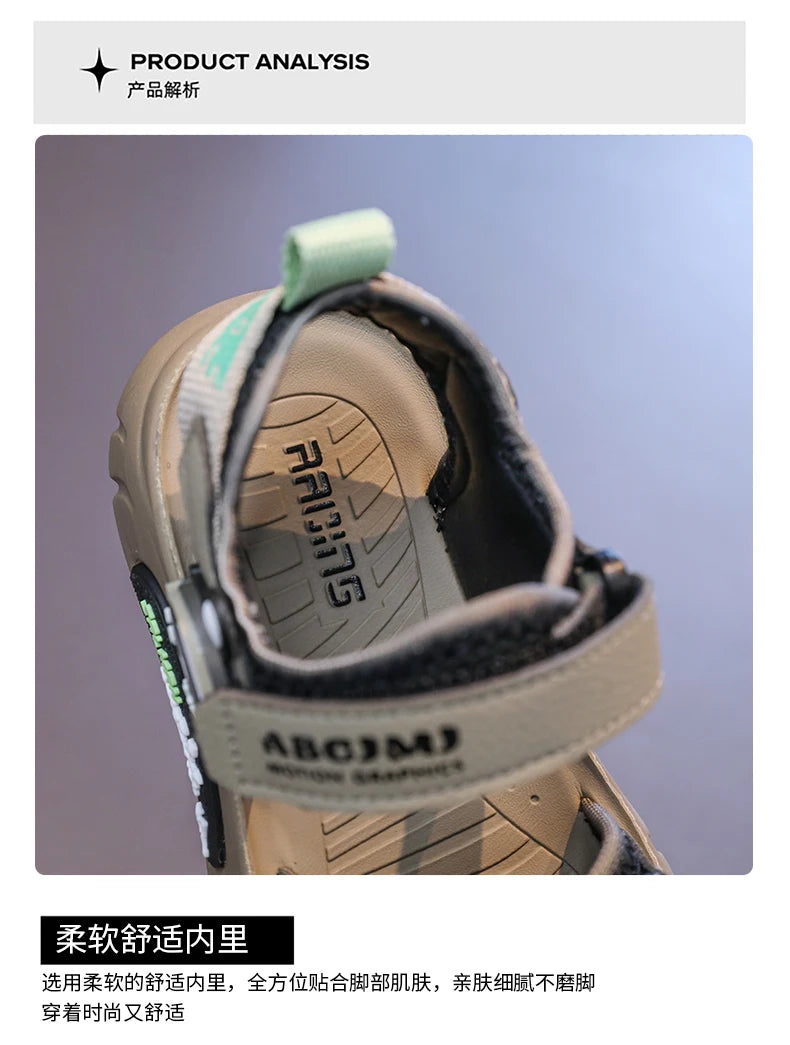 Summer Sandals for Boys Casual Beach Shoes Breathable Sport Sandals Comfortable Soft Sole Kids Shoes Fashion Non-slip Sandalias