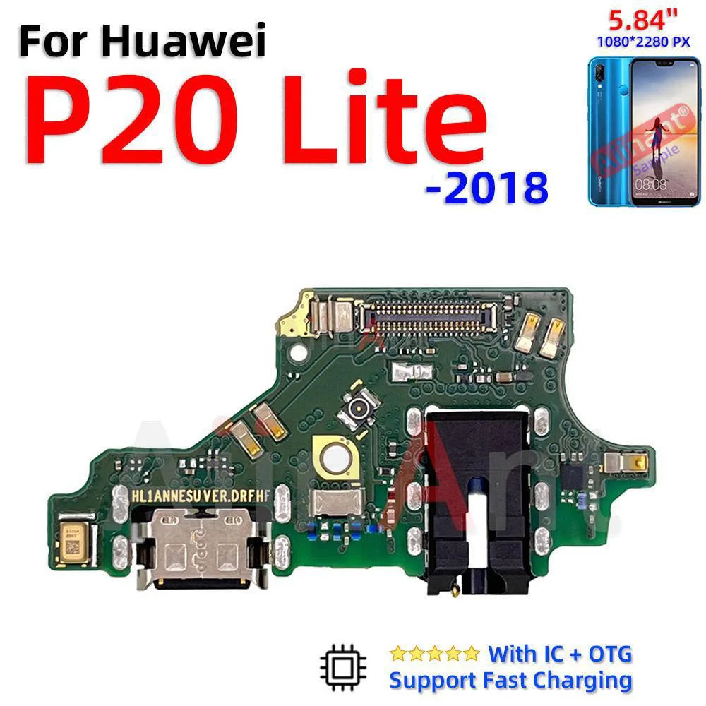 Aiinant USB Charger Dock Mic Connector Port Charging Board Flex Cable For Huawei P20 P30 Lite Plus Pro 2017 2018 Phone Parts