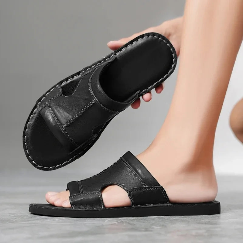 Summer Men Sandals Genuine Leather Mens Casual Shoes Outdoor Men Leather Sandals for Men Beach Shoes Roman mens Shoes