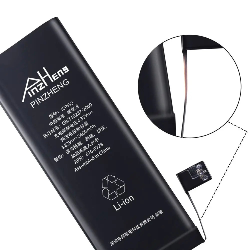 PINZHENG Real High Capacity Battery For iPhone 8 Plus SE 5S 6 6S 7 X Xr Xs Max Phone Replacement Batteries Warranty One Year