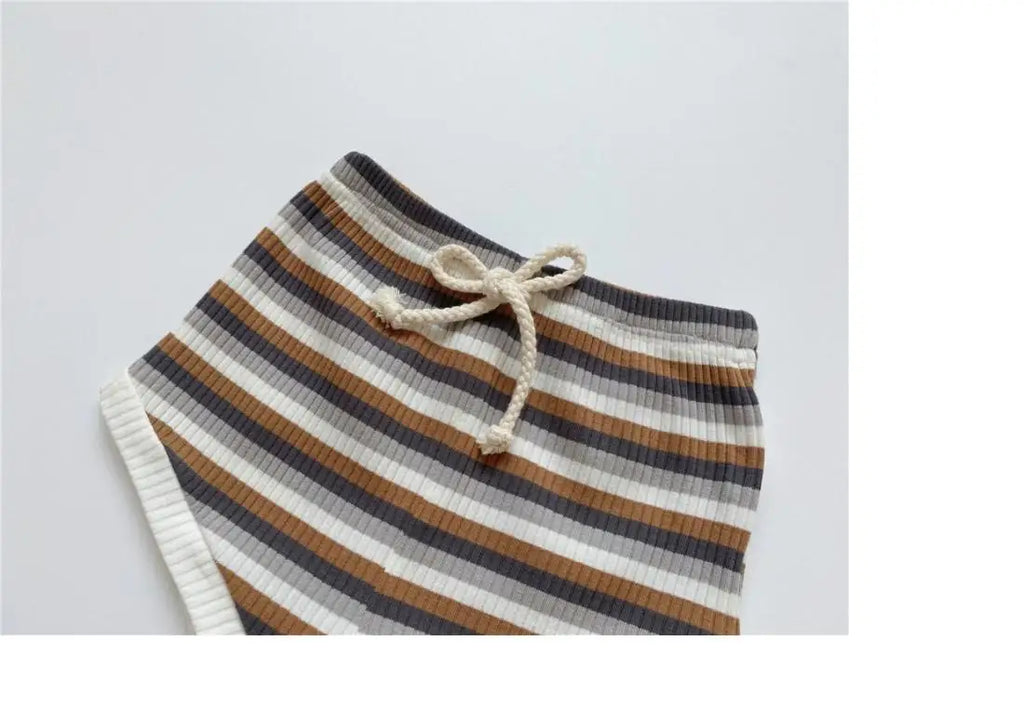 Summer 2 Pieces Toddler Infant Kid Baby Boy Clothes Sets Soft Short Sleeve T-shirt Tops Striped Shorts Summer Outifts Clothing