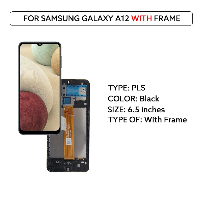 6.5" LCD Display For Samsung Galaxy A12 A125 A12 Nacho A127 M12 M127 LCD Touch Screen Digitizer Assembly Panel LCD Repair Parts