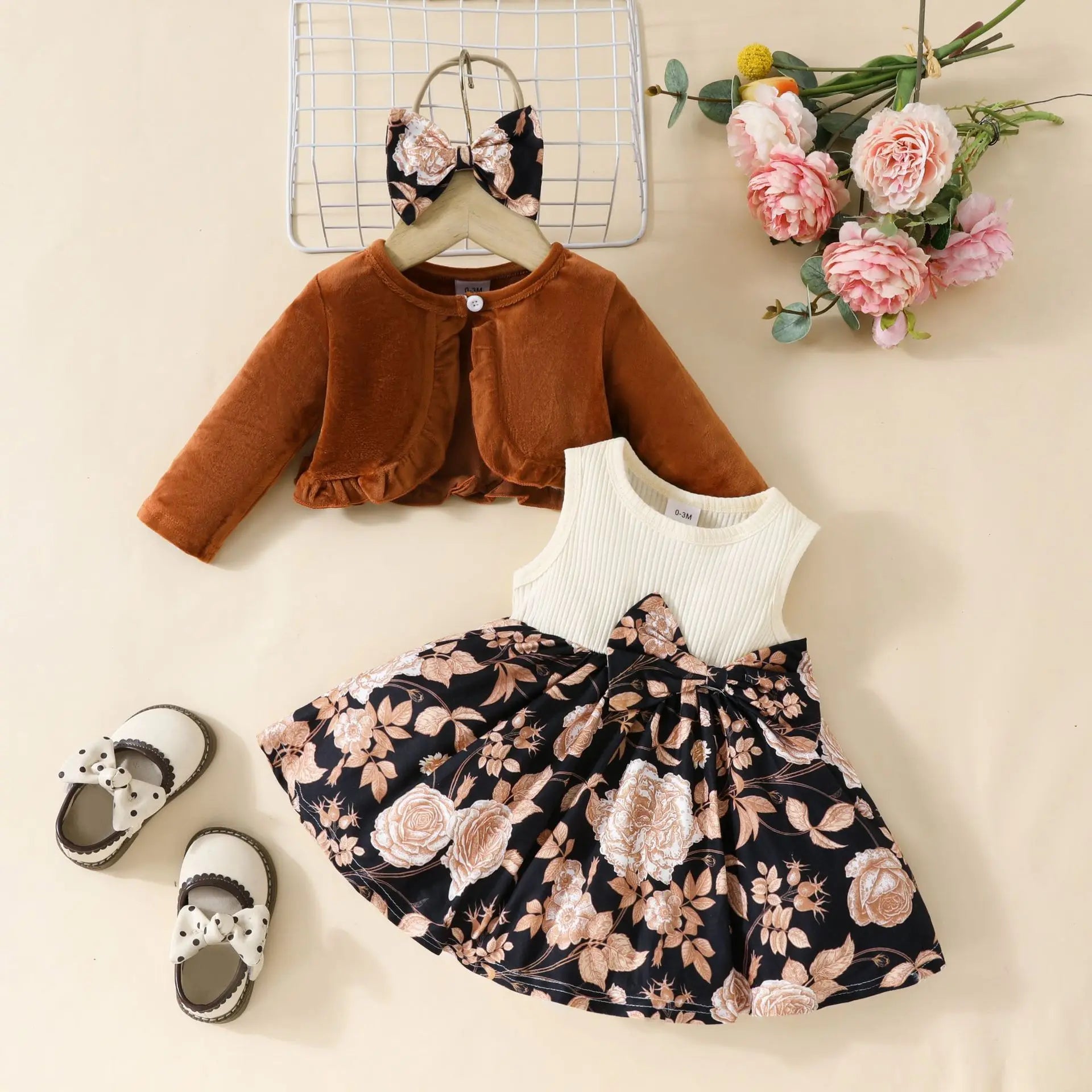 Prowow 0-3Y New Year Baby Dresses Green Velvet Coat Cardigan+Gingerbread Man Dress For Newborns My First Christmas Baby Clothes