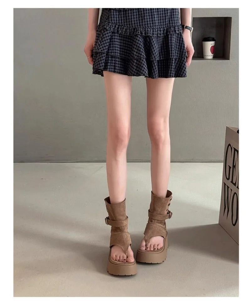 Women's Sandals Summer Fashion Bohemian Platform Sandals Hollow Out Ort Tube Pants Women Boots Retro Roman Boots Sandalias Mujer