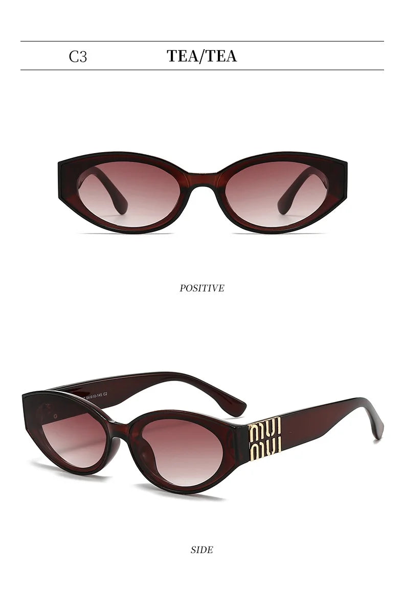 Luxury Fashion MM Sunglasses Brand For Men And Women Oval Minimalist Gradient Lens Glamour Unisex Sun Glasses UV400