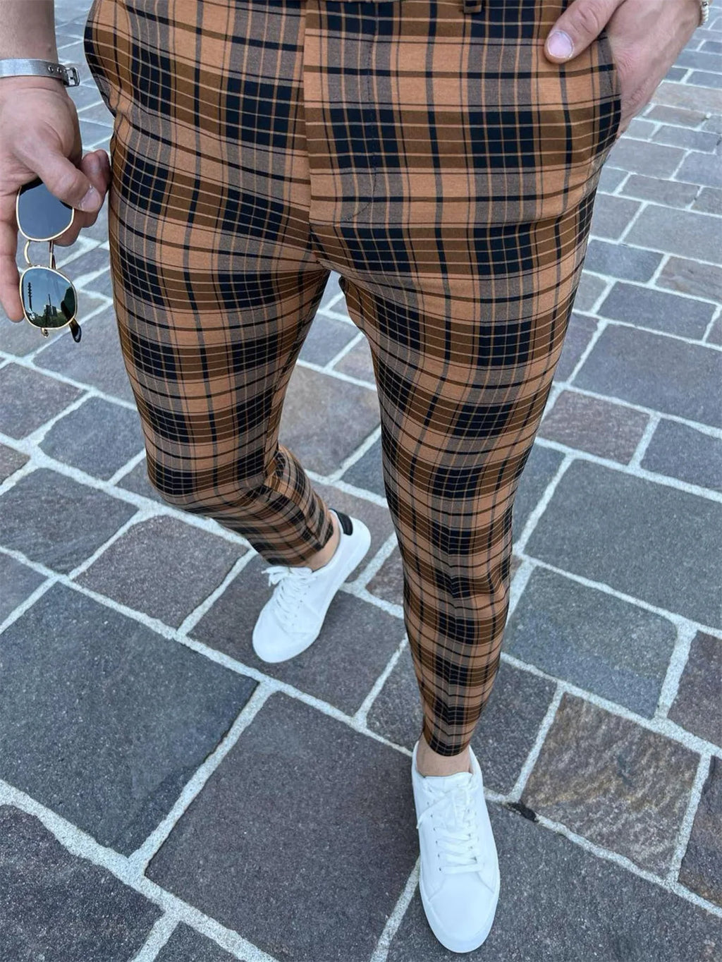 2026 Men's Plaid Print Suit Pants Fashion New Business Casual Trousers Streetwear Male Slim Fit Pencil Pants Pantalones Hombre