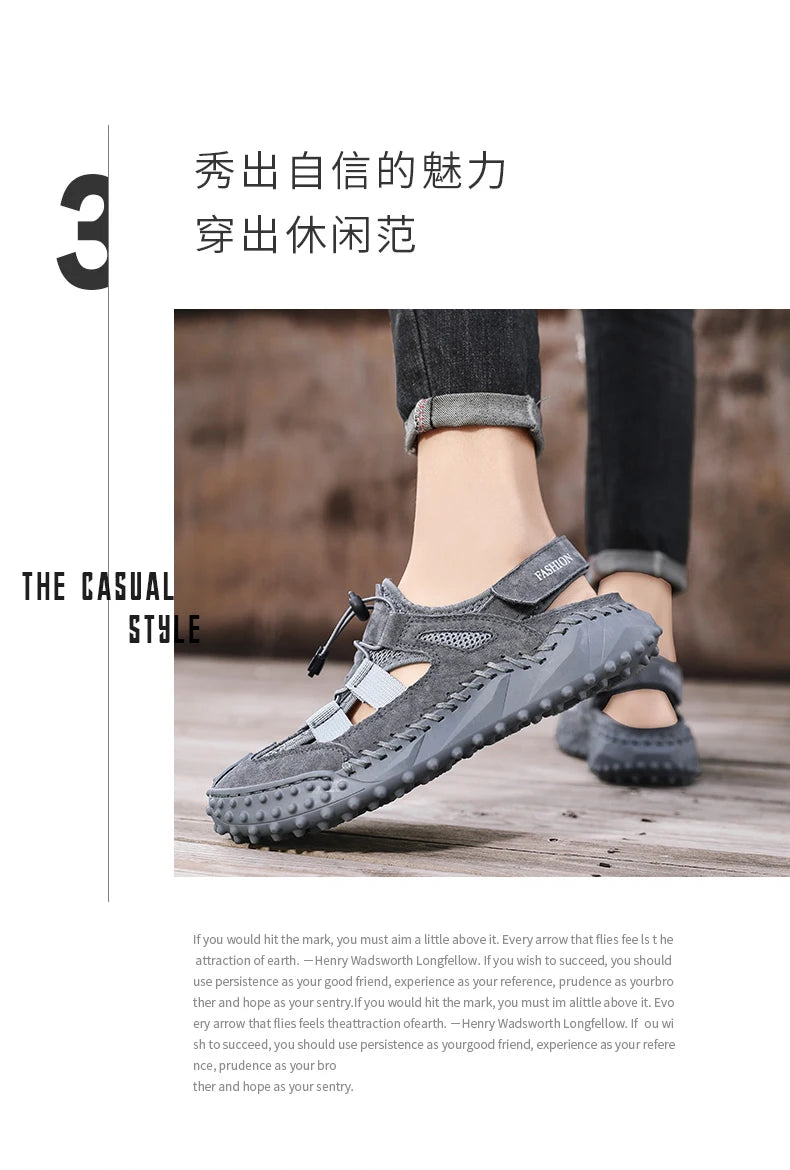 Summer Men Sandals Genuine Leather Mens Casual Shoes Outdoor Men Leather Sandals for Men Beach Shoes Roman mens Shoes