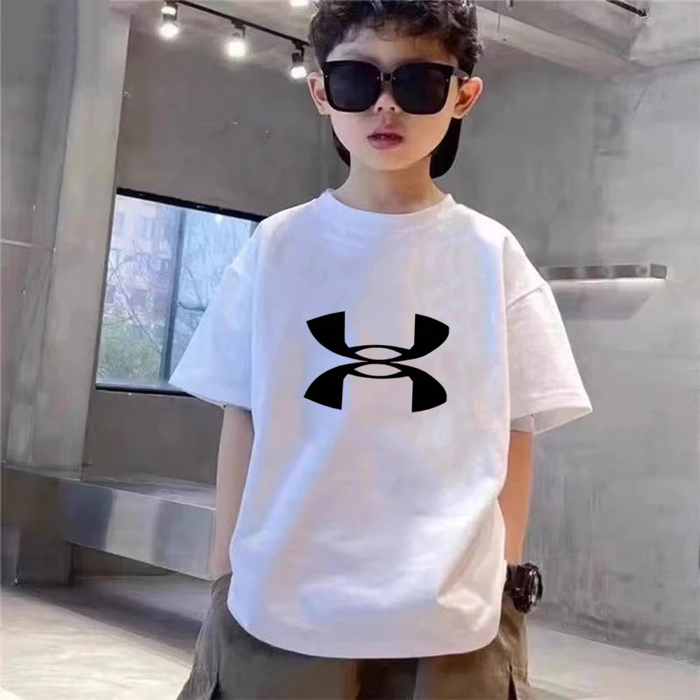 Summer Clothes Boys Girls Age 3-12 Tee+shorts suit Children Short Sleeve T-shirts Child Loose Casual Pink Black Fashion white